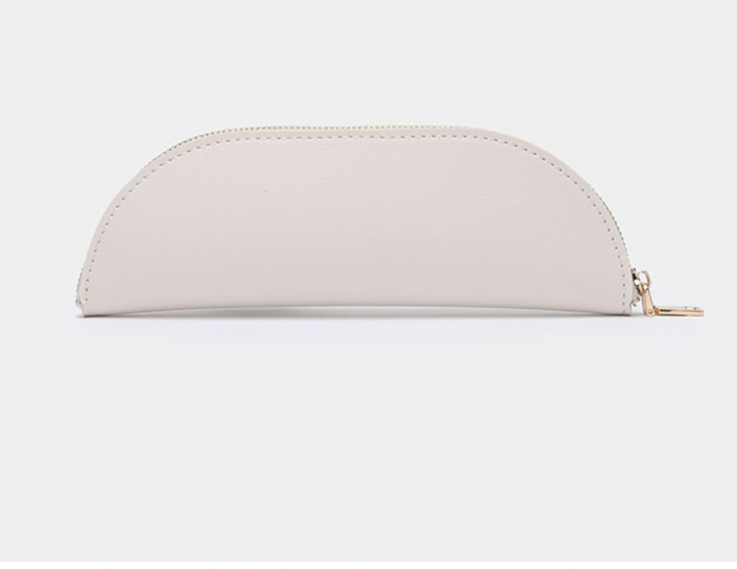 BEIGE CRESCENT - Personalised Leather Pencil Case