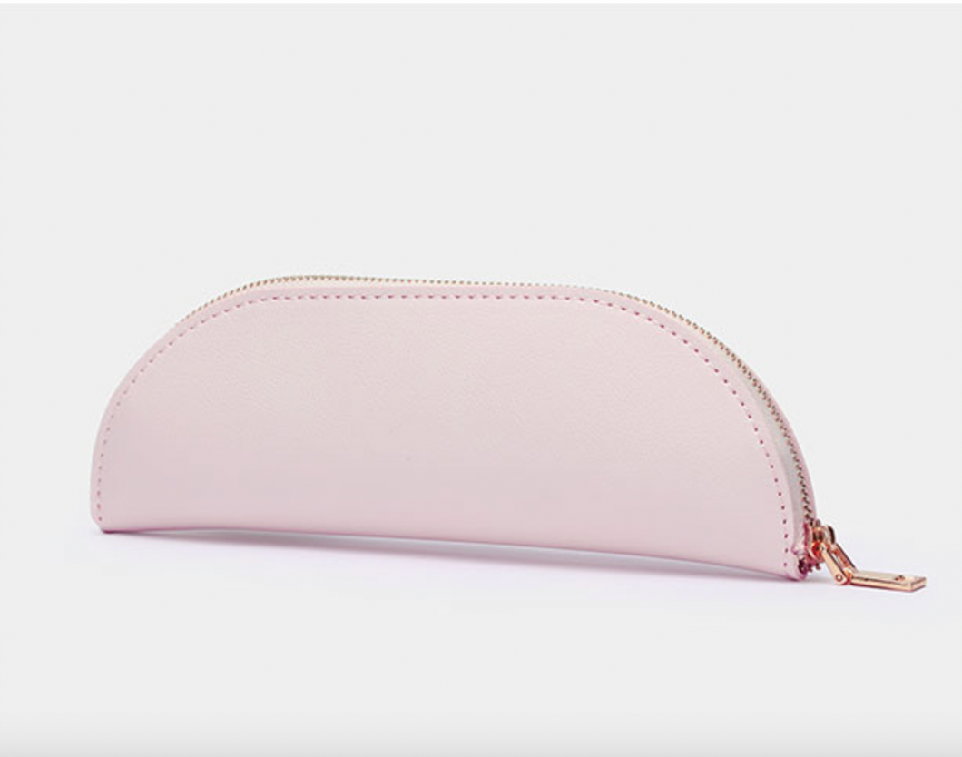 GOUACHE PINK CRESCENT - Leather Pencil Case (NAME)