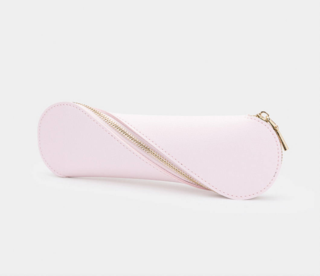 GOUACHE PINK PRETZEL - Leather Pencil Case (NAME)