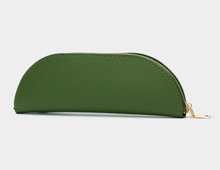 Load image into Gallery viewer, Green Crescent Personalised Leather Pencil Case
