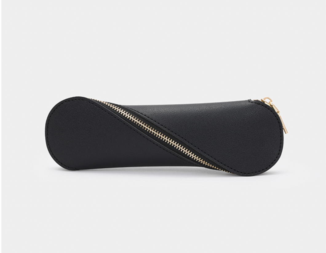 NIGHT BLACK PRETZEL - Leather Pencil Case (INITIALS ONLY)