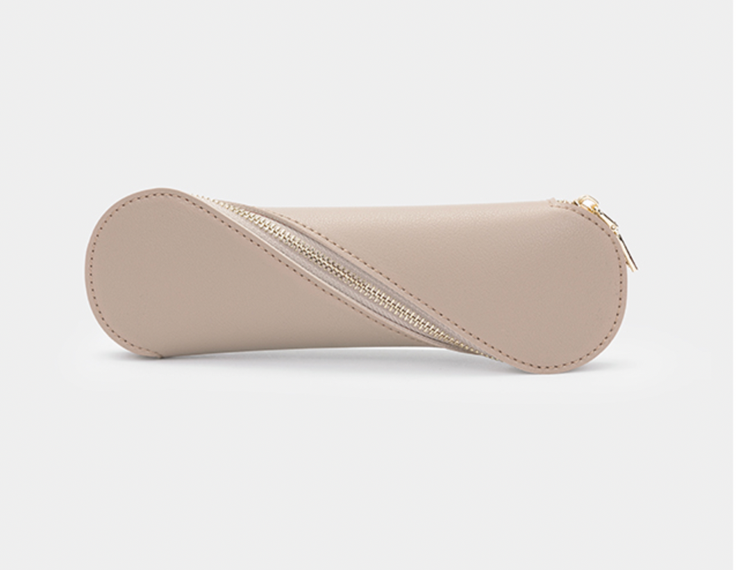 KHAKI PRETZEL - Leather Pencil Case ( INITIALS ONLY )