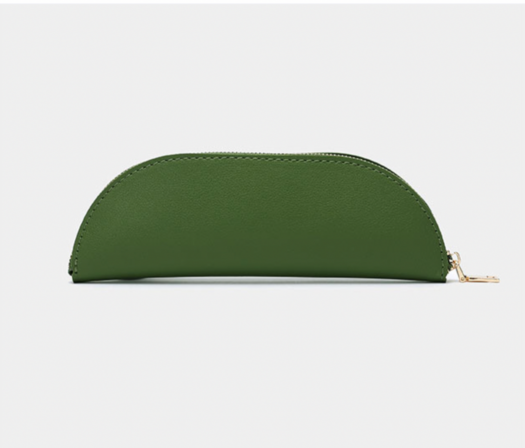 GREEN CRESCENT - Leather Pencil Case (NAME)