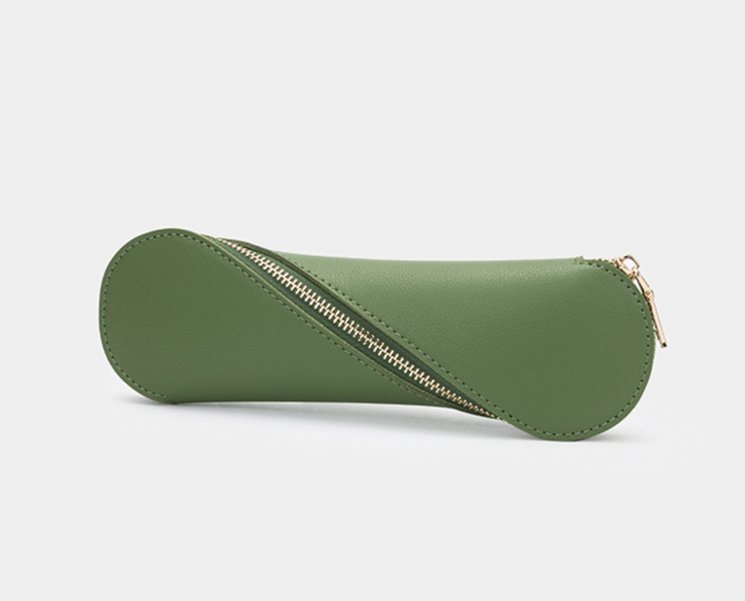 GREEN PRETZEL - Leather Pencil Case (NAME)