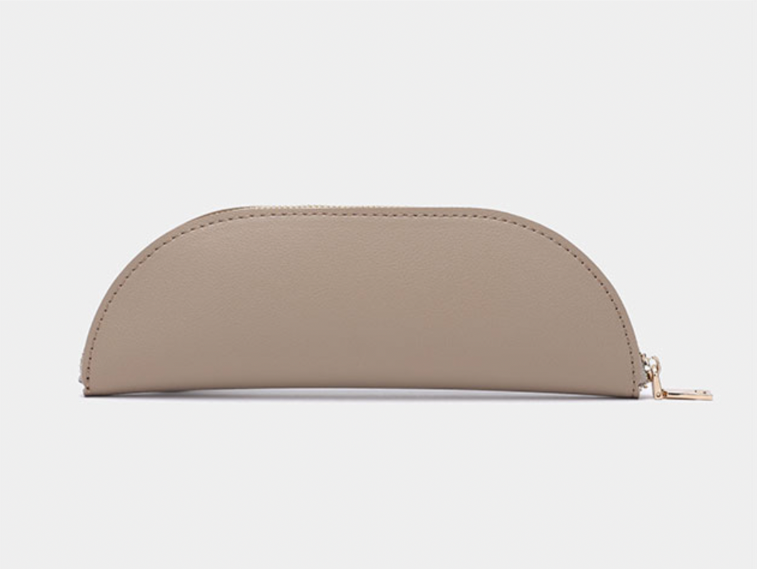 KHAKI CRESCENT - Leather Pencil Case (NAME)