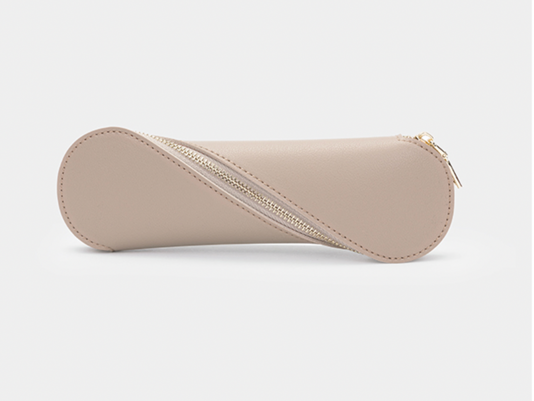 KHAKI PRETZEL - Leather Pencil Case (NAME)