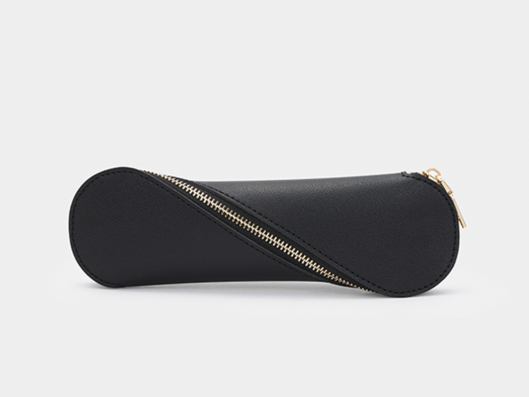 NIGHT BLACK PRETZEL - Leather Pencil Case (NAME)