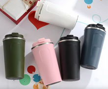Load image into Gallery viewer, Black Stainless Steel Travel Coffee Mug - 510ml
